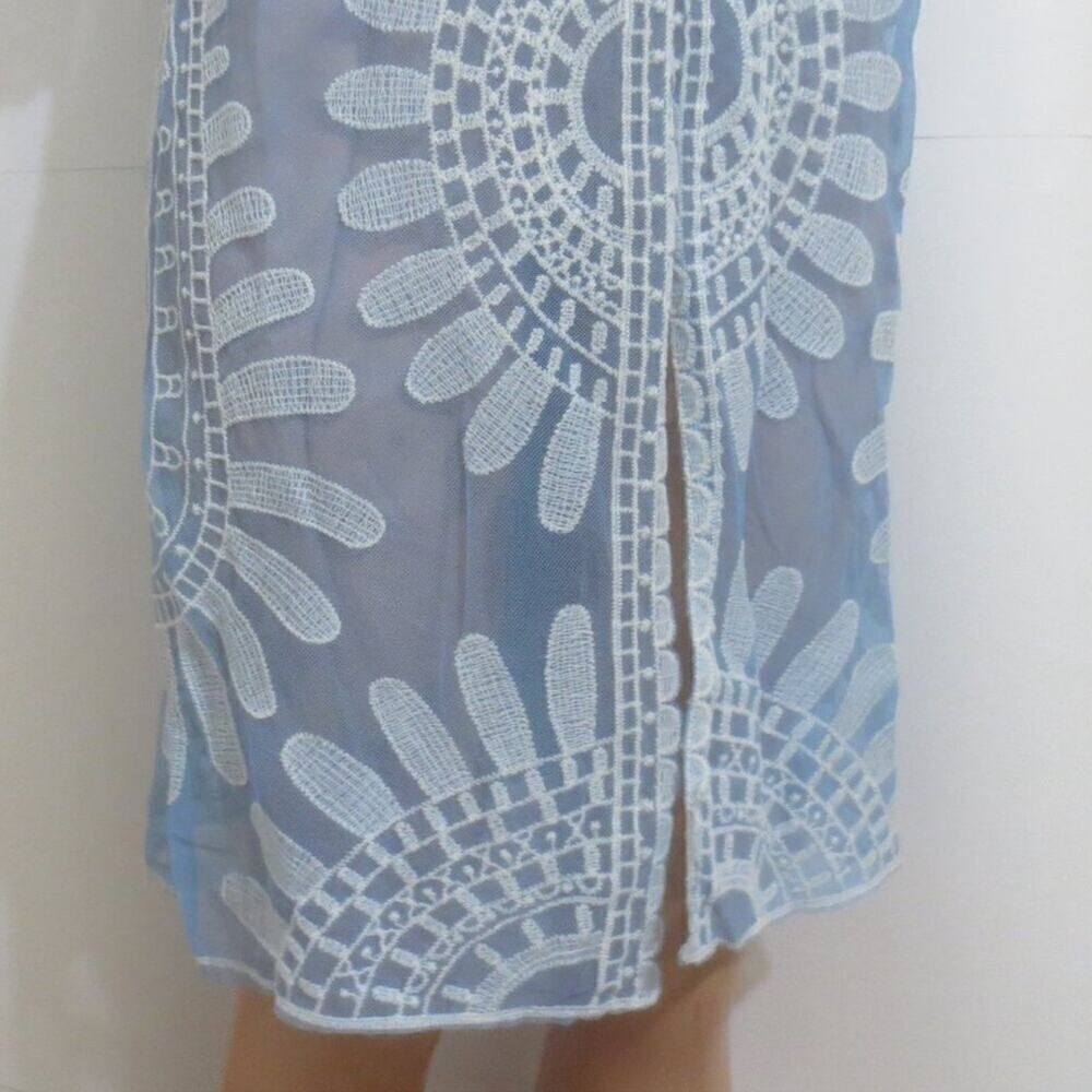 Rebellion Again Blue & White Lace Cover Up Kimono in Floral Medallion Sz S NWOT - Picture 5 of 9